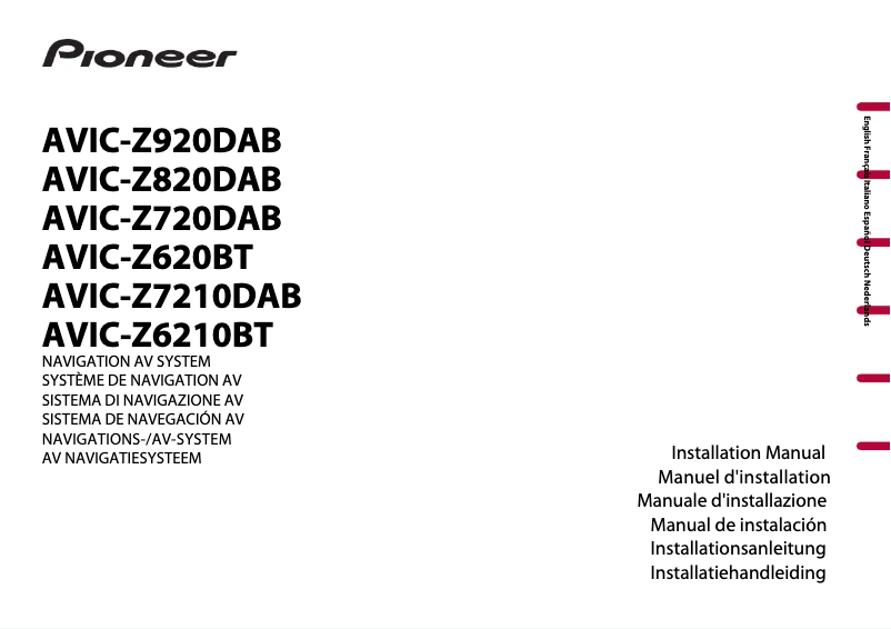 Page n°1 - Manuel utilisateur Pioneer AVIC-Z6210BT