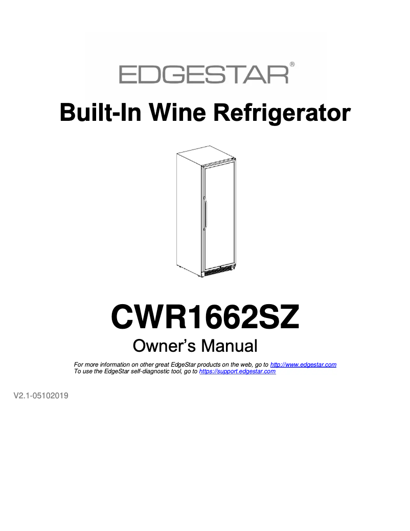 Page 1 de la notice Manuel utilisateur EdgeStar CWR1662SZ