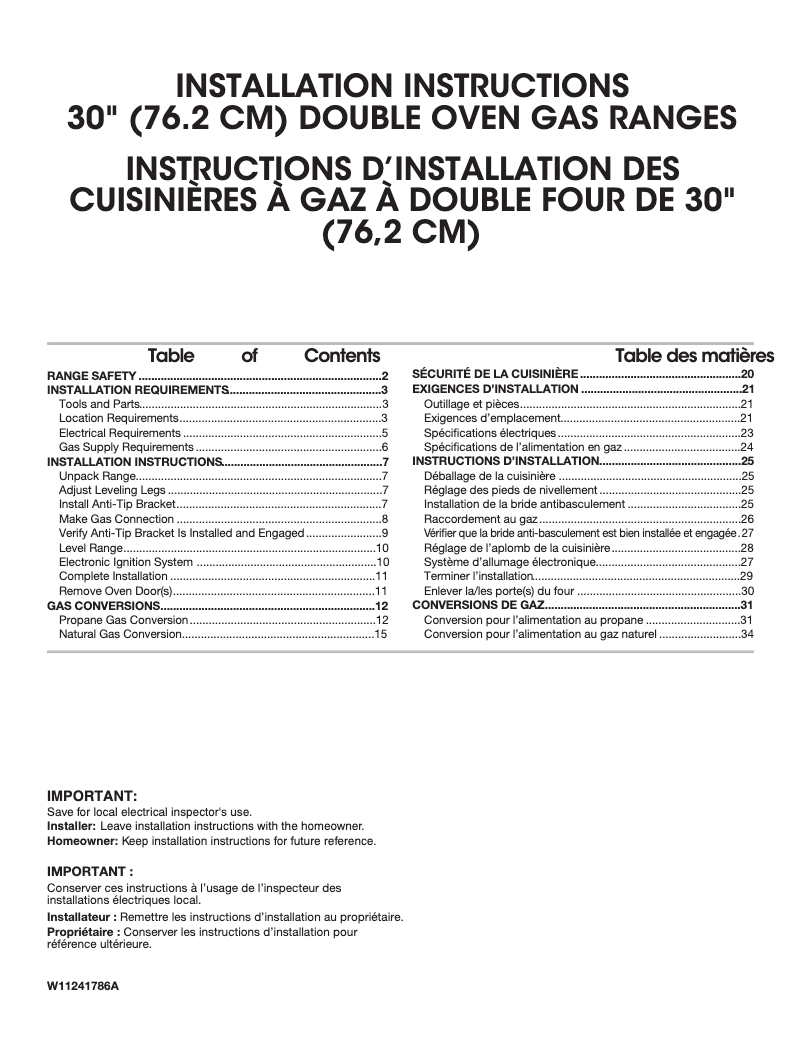 Page n°1 - Guide d'installation KitchenAid KFGD500ESS