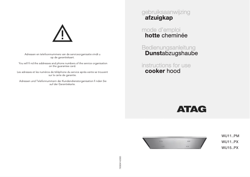 Page 1 de la notice Manuel utilisateur Atag WU1150PX