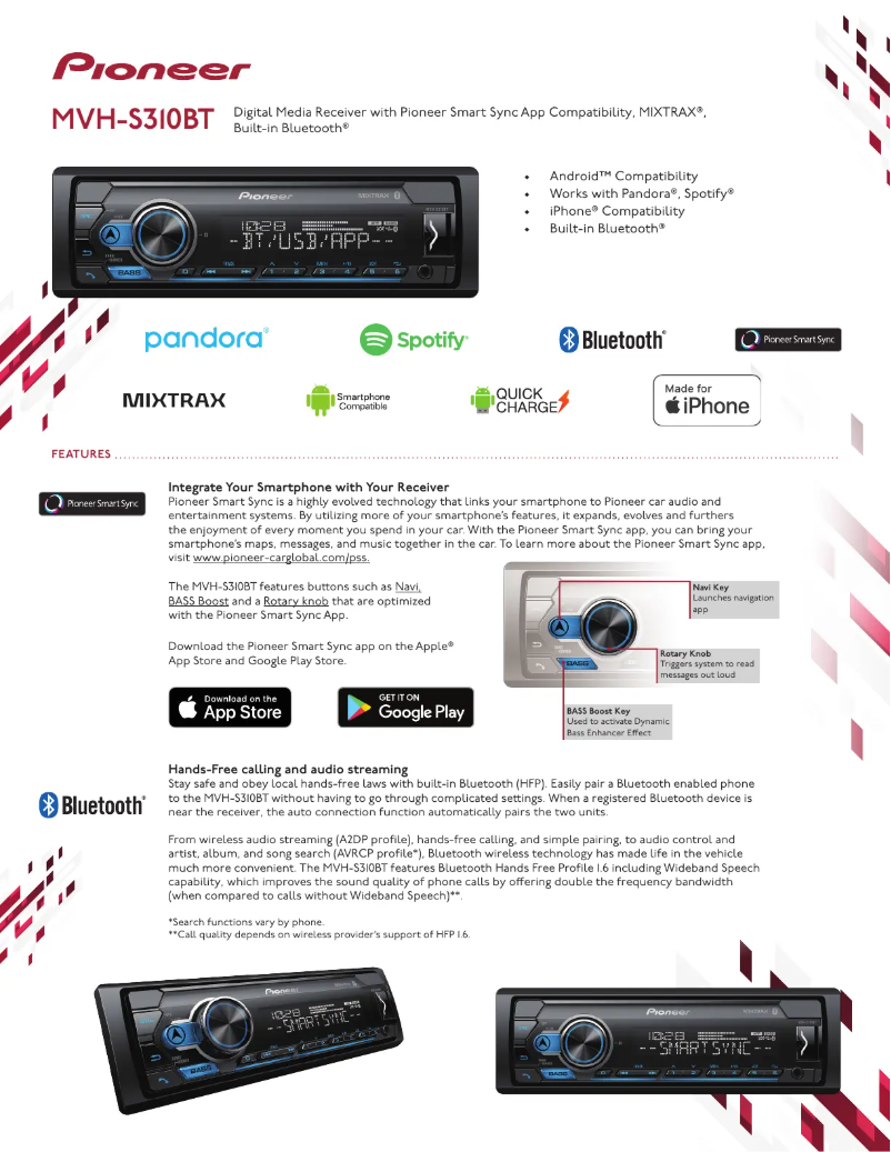 Page n°1 - Brochure Pioneer MVH-MS310BT