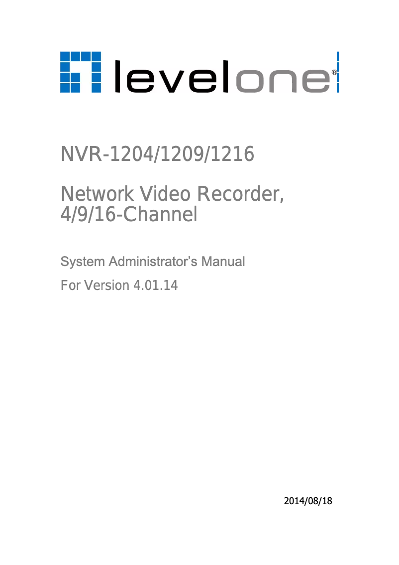 Page n°1 - Manuel utilisateur LevelOne NVR-1209