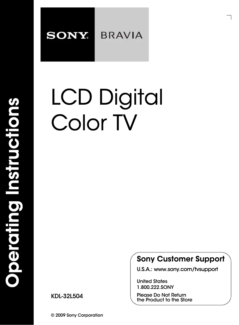Image de la première page du manuel de l'appareil Bravia KDL-32L504