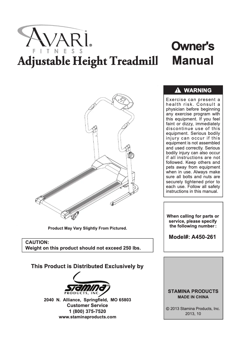 Page n°1 - Manuel utilisateur Avari A450-261