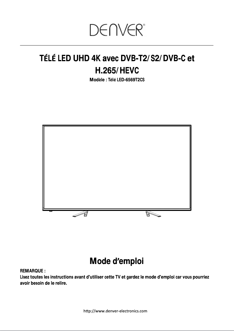 Page 1 de la notice Manuel utilisateur Denver LED-6569T2CS