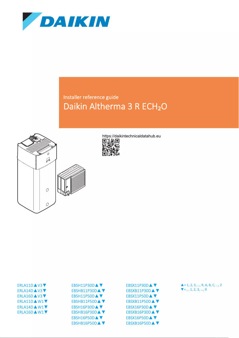 Page 1 de la notice Guide d'installation Daikin EBSH11P50DF