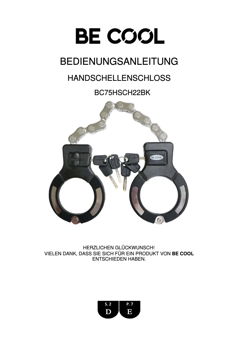 Página 1 del manual Manual de usuario Be Cool BC75HSCH22BK