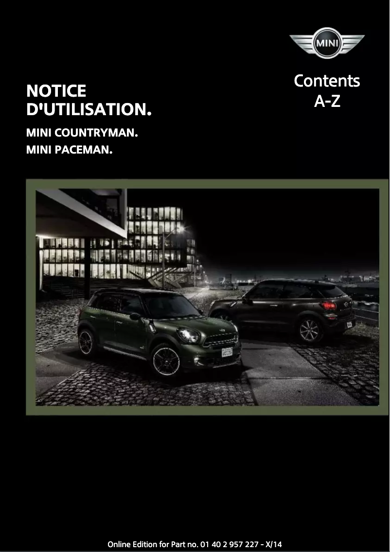 Page 1 de la notice Manuel utilisateur Mini Paceman (2014)