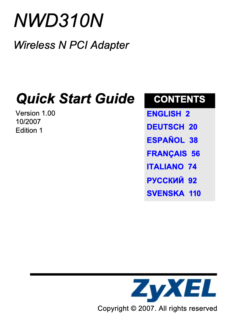 Page 1 de la notice Manuel utilisateur ZyXEL NWD310N