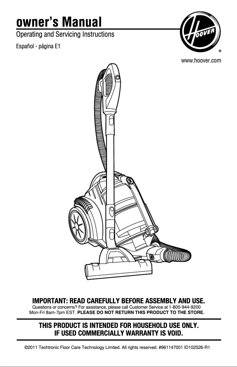 Page 1 de la notice Mode d'emploi Hoover Zen Whisper SH40080
