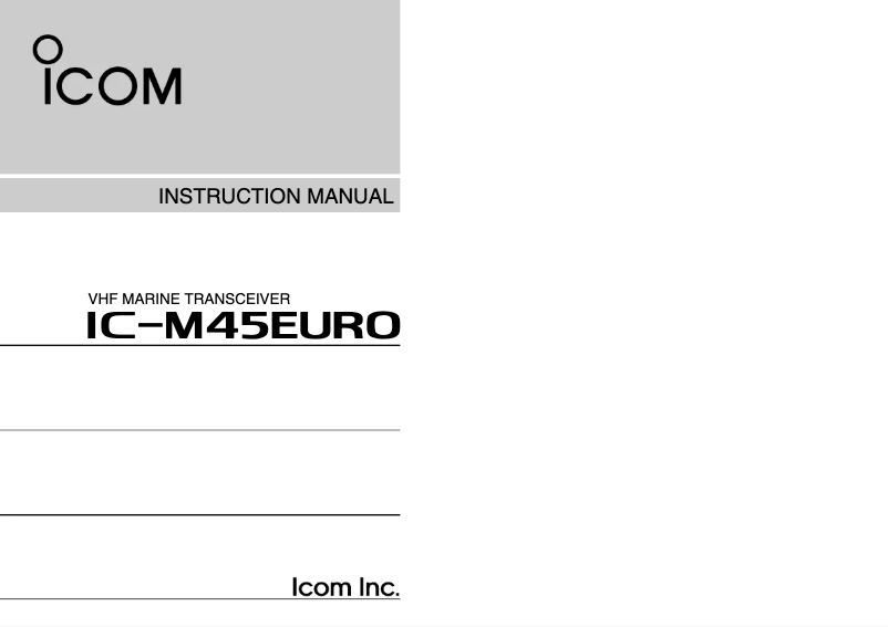 Page n°1 - Manuel utilisateur ICOM IC-M45EURO