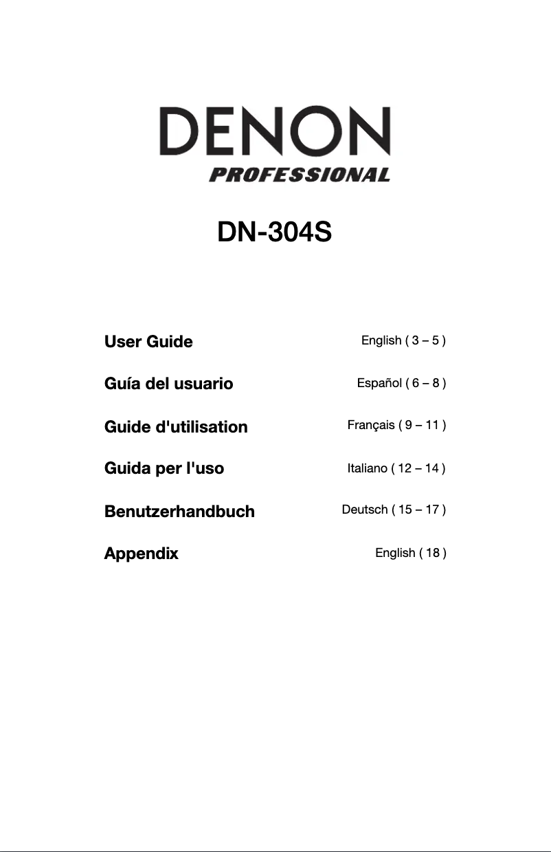 Page n°1 - Manuel utilisateur Denon DN-304S