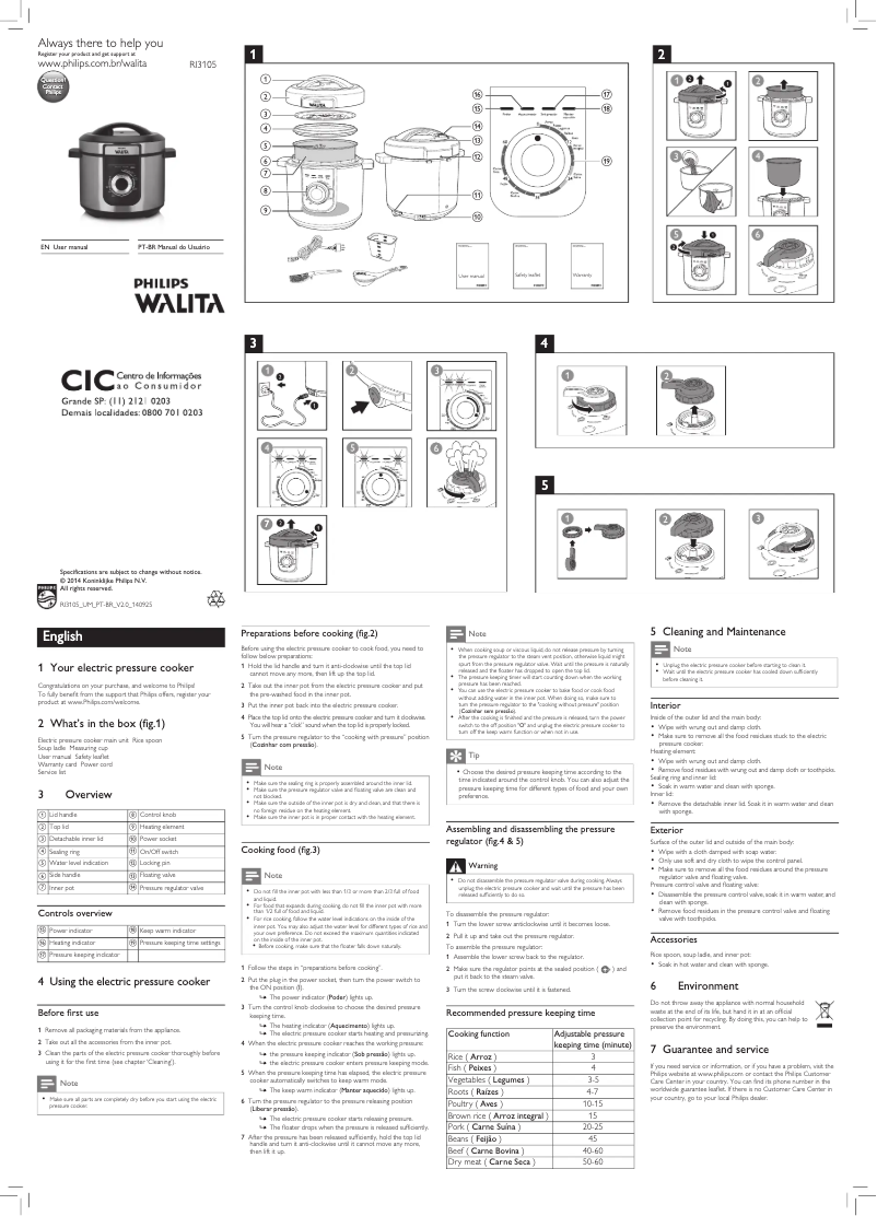 Image de la première page du manuel de l'appareil Walita Viva Collection RI3105