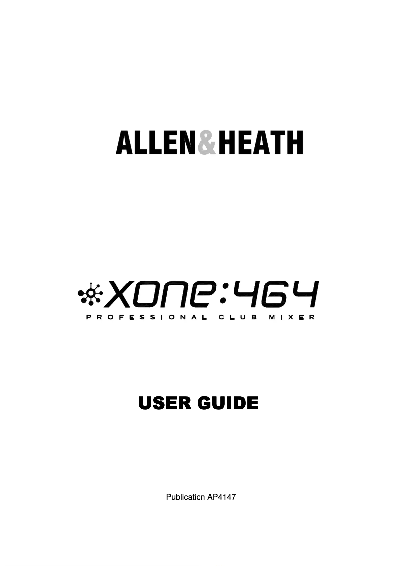 Page n°1 - Manuel utilisateur Allen & Heath XONE:464