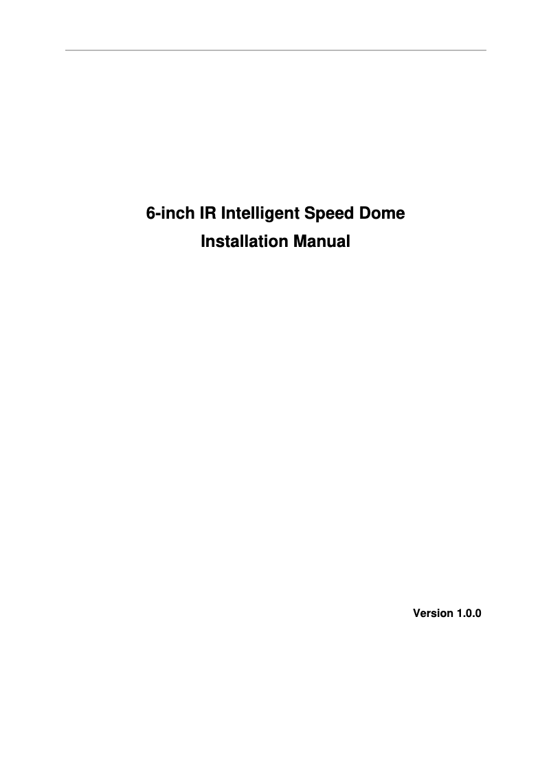 Page n°1 - Manuel utilisateur Dahua Technology Ultra SD6AE240V-HNI
