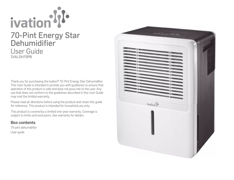Image de la première page du manuel de l'appareil IVALDH70PB