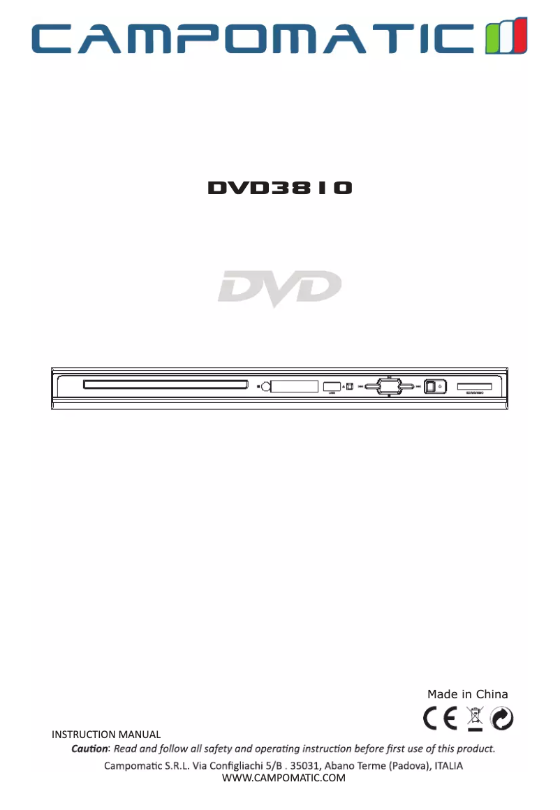 Página 1 del manual Manual de usuario Campomatic DVD3810