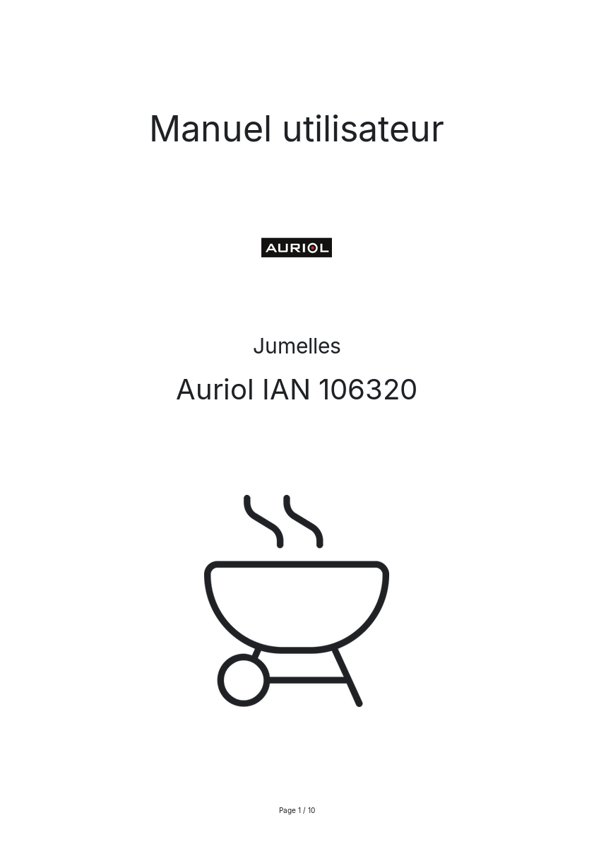 Page n°1 - Manuel utilisateur Auriol IAN 106320