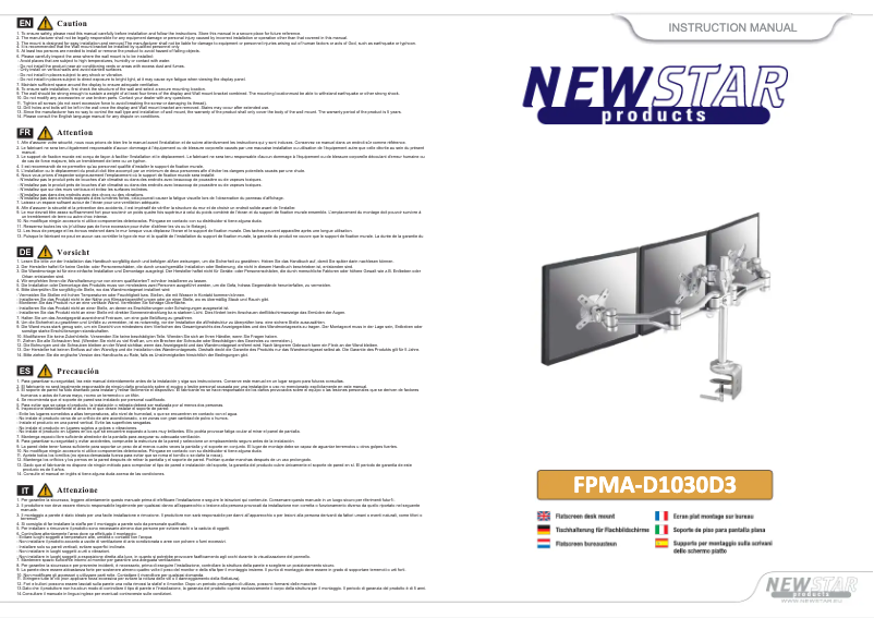 Page n°1 - Manuel utilisateur Newstar FPMA-D1030D-3