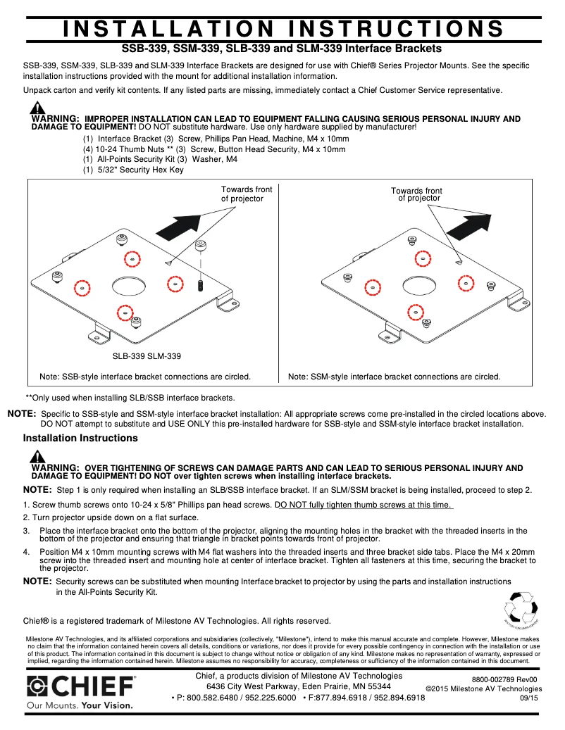 Página 1 del manual Manual de usuario Chief SSB339
