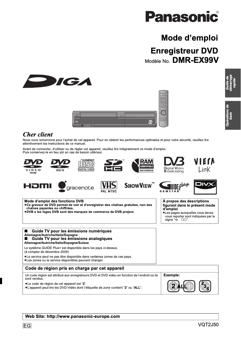 Página 1 del manual Manual de usuario Panasonic DMR-EX99