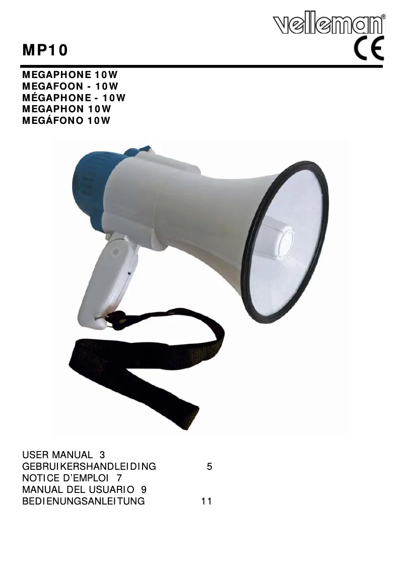 Page 1 de la notice Manuel utilisateur Velleman MP10