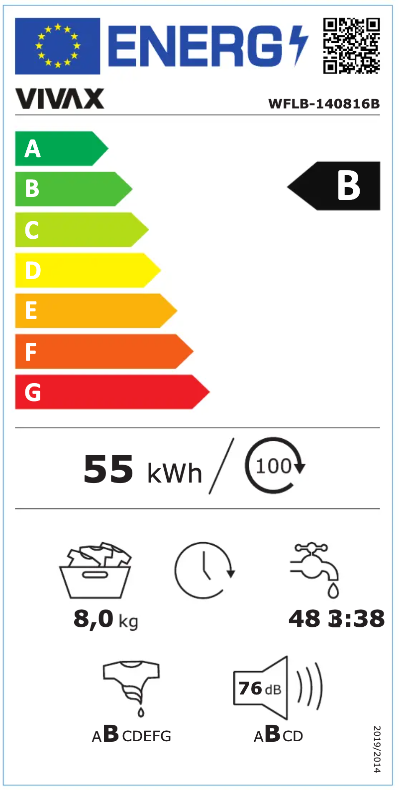 Page n°1 - Label énergétique Vivax WFLB-140816B