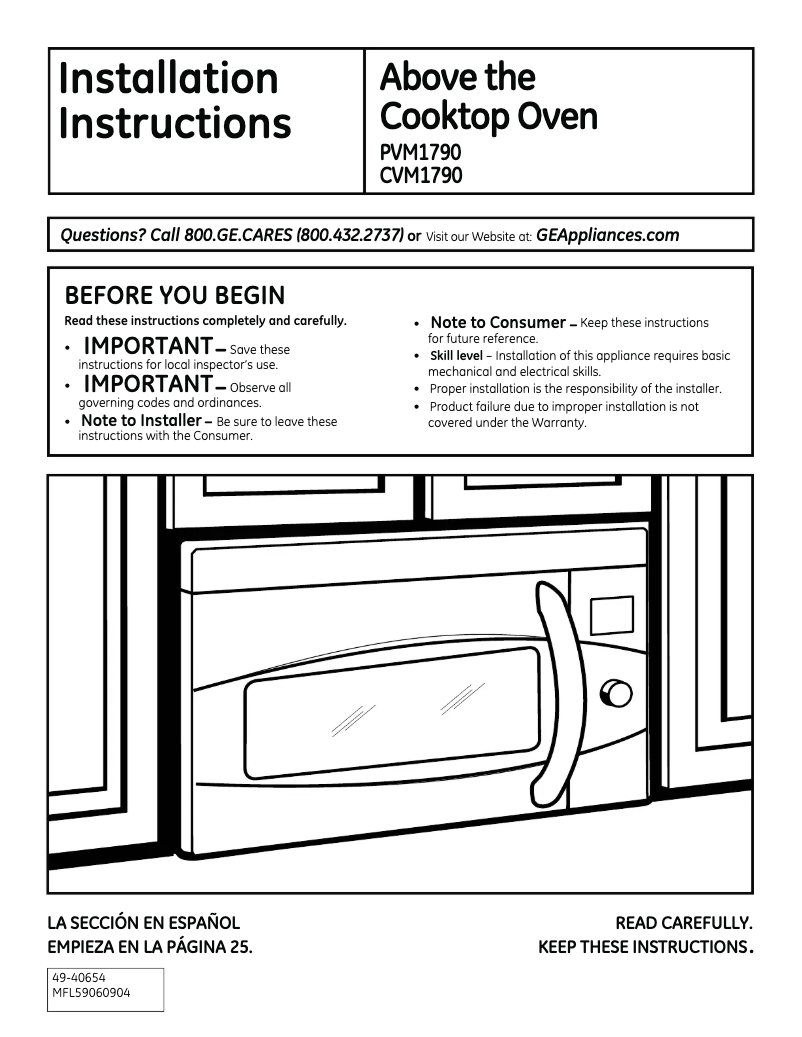 Page n°1 - Guide d'installation GE PVM1790