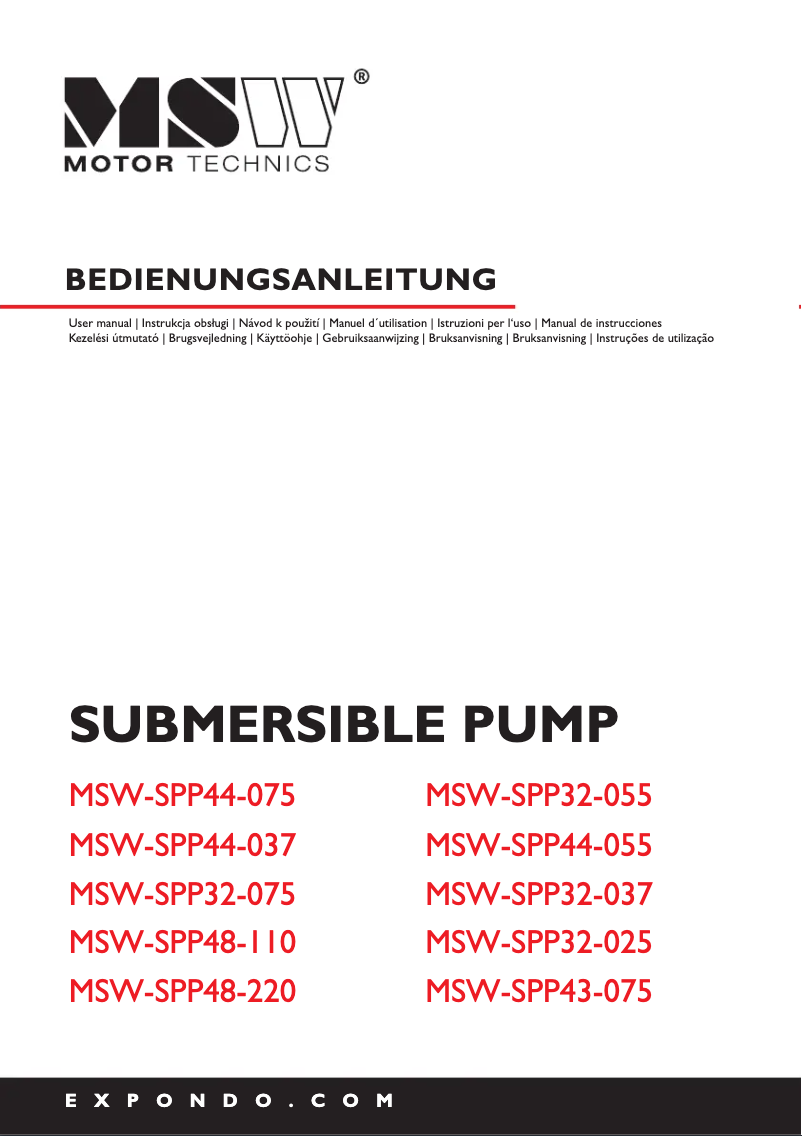 Page 1 de la notice Manuel utilisateur MSW MSW-SPP32-025