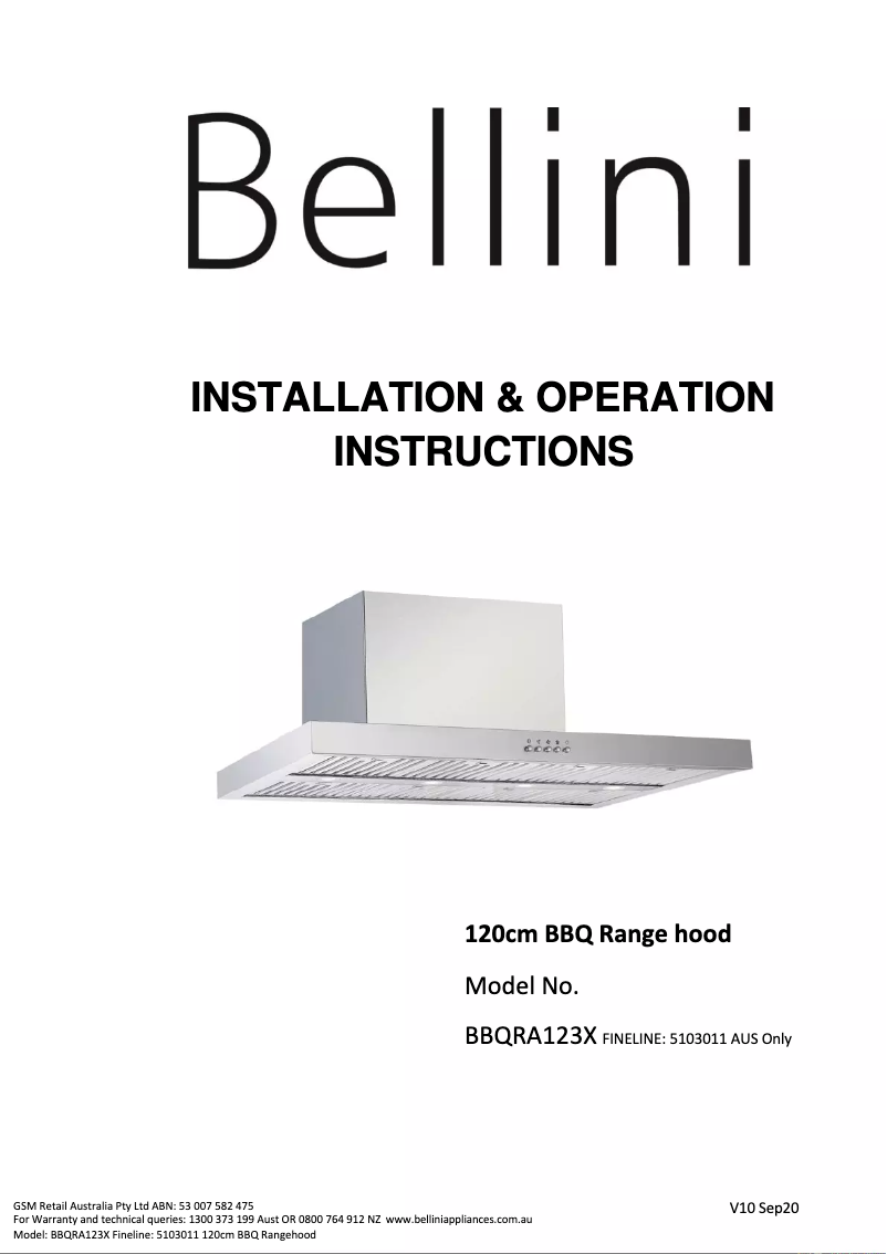 Image de la première page du manuel de l'appareil BBQRA123X