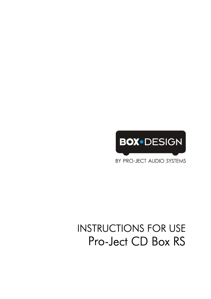 Page 1 de la notice Manuel utilisateur Pro-Ject CD Box RS