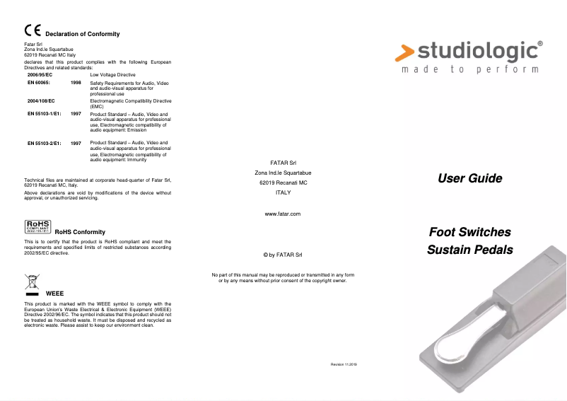 Página 1 del manual Manual de usuario Studiologic SLP3-D