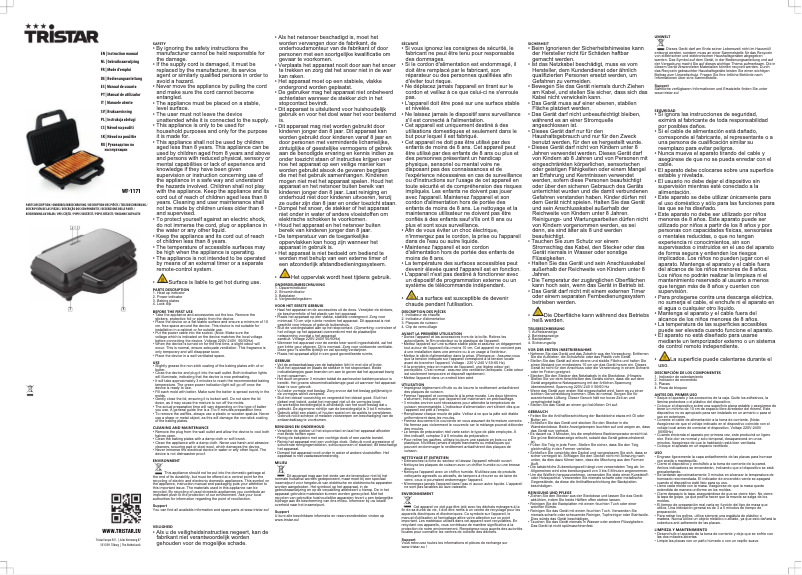 Page n°1 - Manuel utilisateur TriStar WF-1171