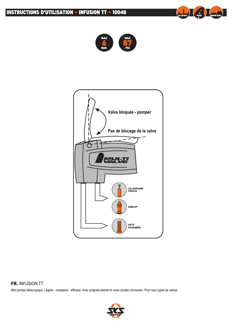 Page 1 de la notice Manuel utilisateur SKS Infusion TT