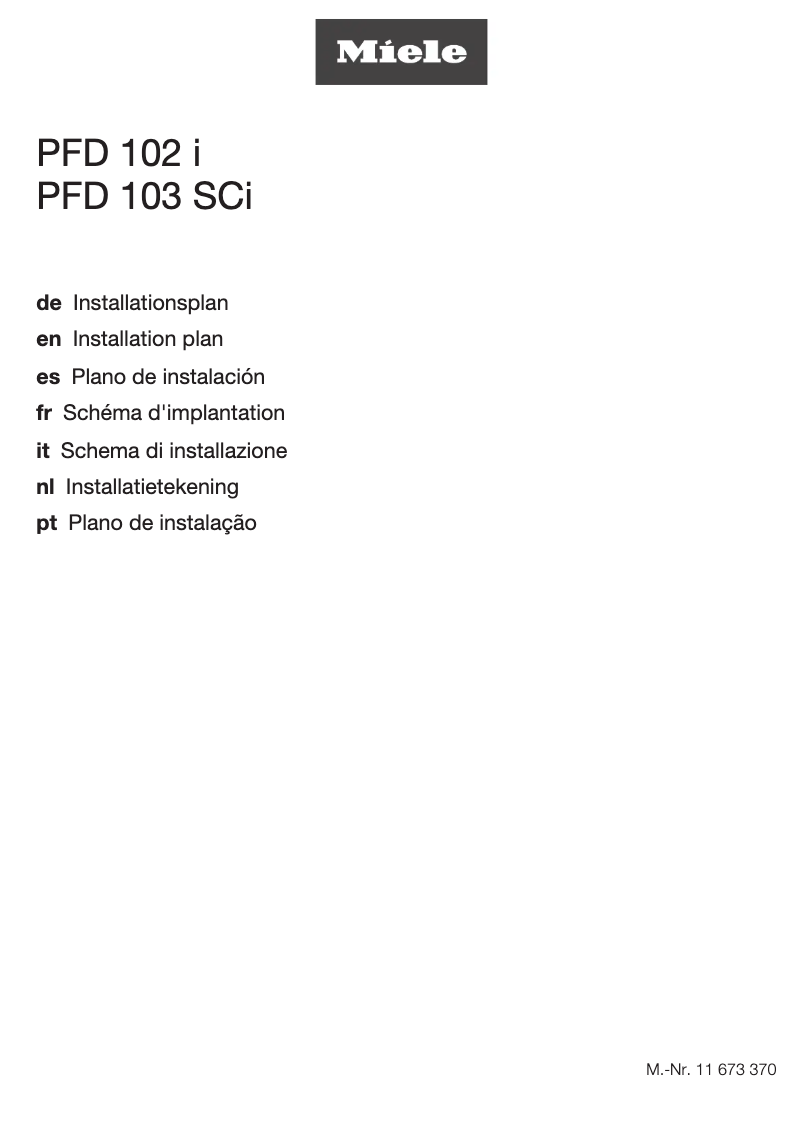 Page n°1 - Guide d'installation Miele PFD 103 SCi XXL