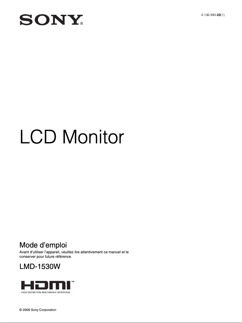 Página 1 del manual Manual de usuario Sony LMD-1530W