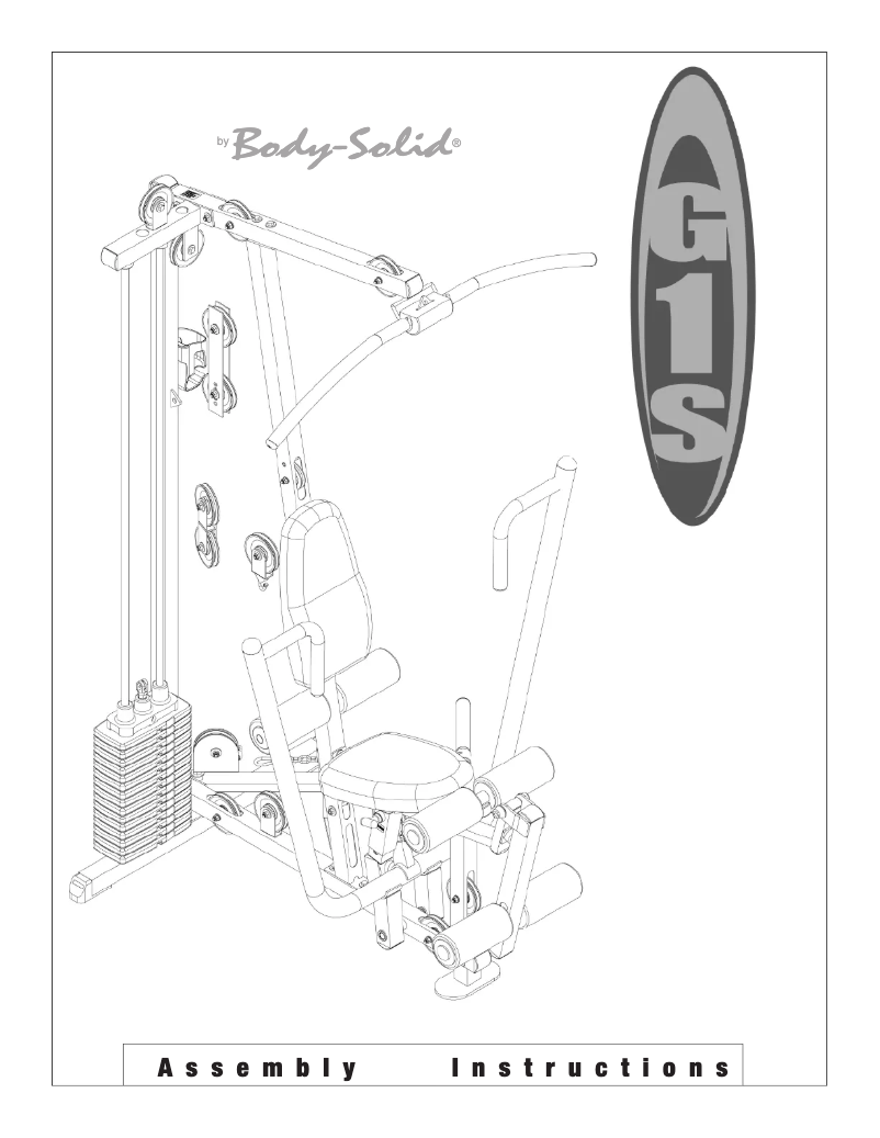 Page 1 de la notice Manuel utilisateur Body-Solid G1S