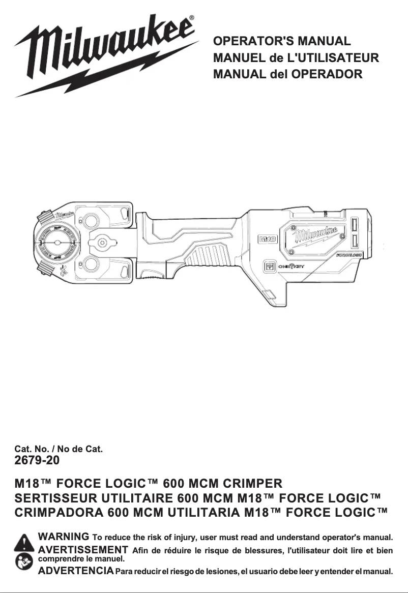 Image de la première page du manuel de l'appareil M18 Force Logic 2679-20