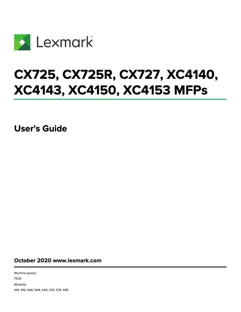Page 1 de la notice Manuel utilisateur Lexmark XC4143