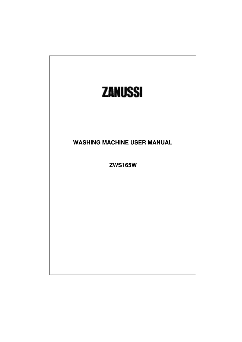 Page n°1 - Manuel utilisateur Zanussi ZWS 165 W