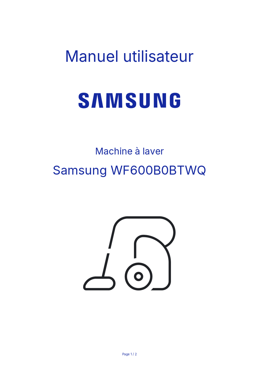 Image de la première page du manuel de l'appareil WF600B0BTWQ
