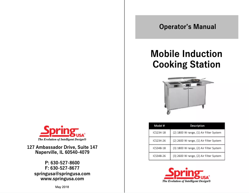 Page n°1 - Manuel utilisateur Spring USA ICS348-18
