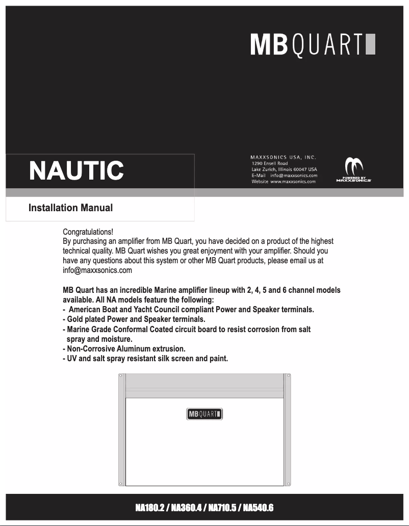 Page n°1 - Manuel utilisateur MB Quart Nautic NA360.4