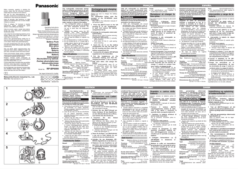 Page n°1 - Manuel utilisateur Panasonic RP-BP6000