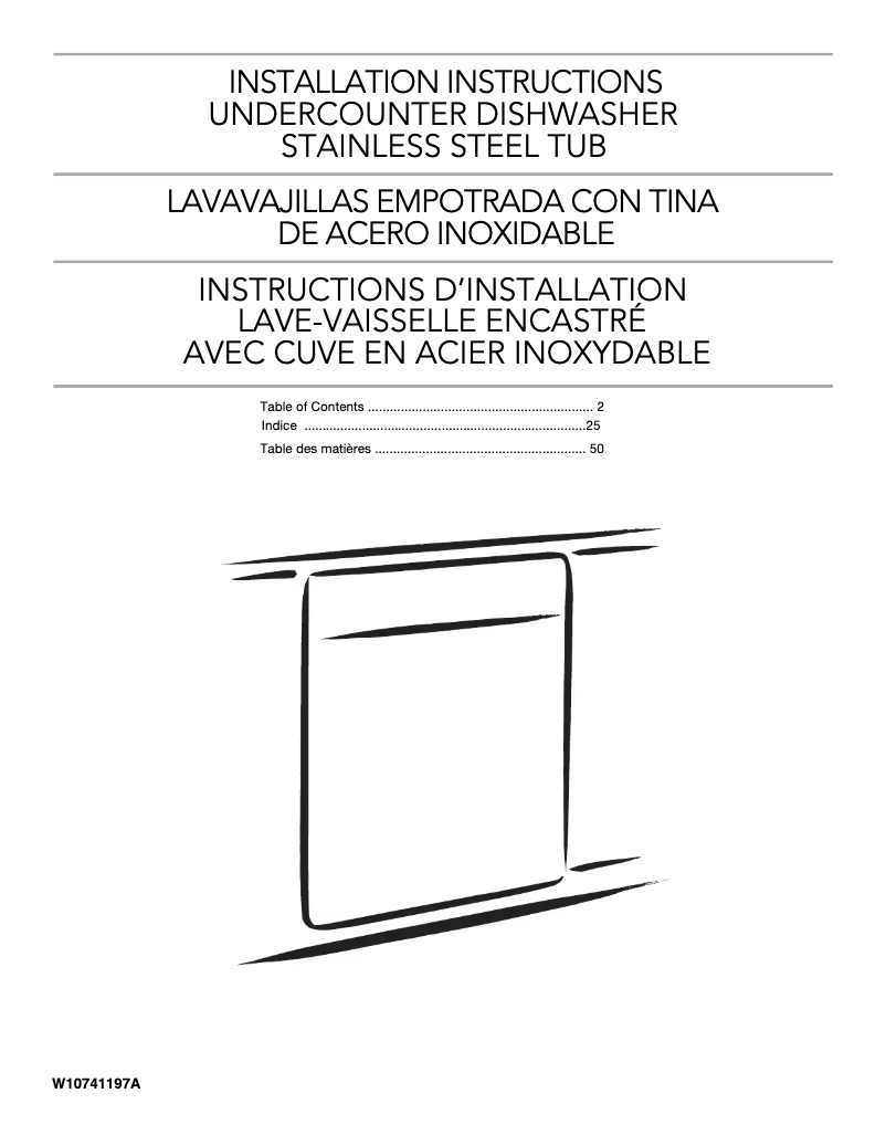 Page n°1 - Guide d'installation KitchenAid KDTE204EPA