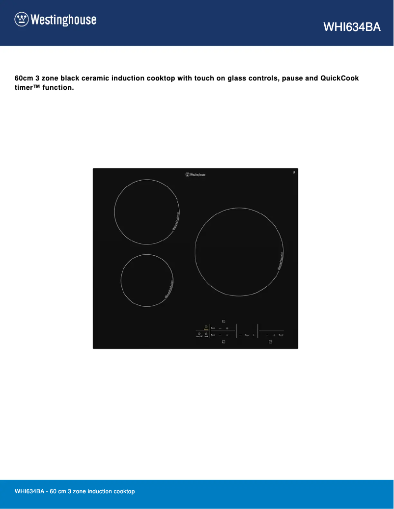Page 1 de la notice Fiche technique Westinghouse WHI634BA