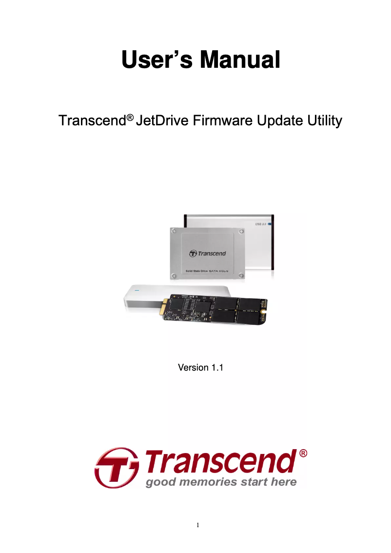Page 1 de la notice Manuel utilisateur Transcend JetDrive 520