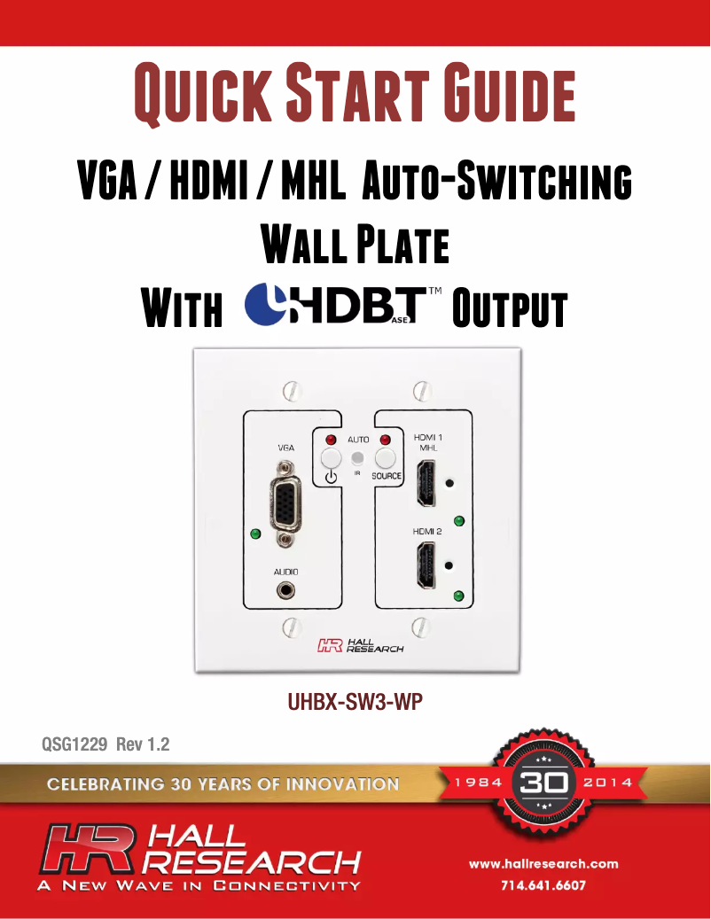 Image de la première page du manuel de l'appareil UHBX-SW3-WP