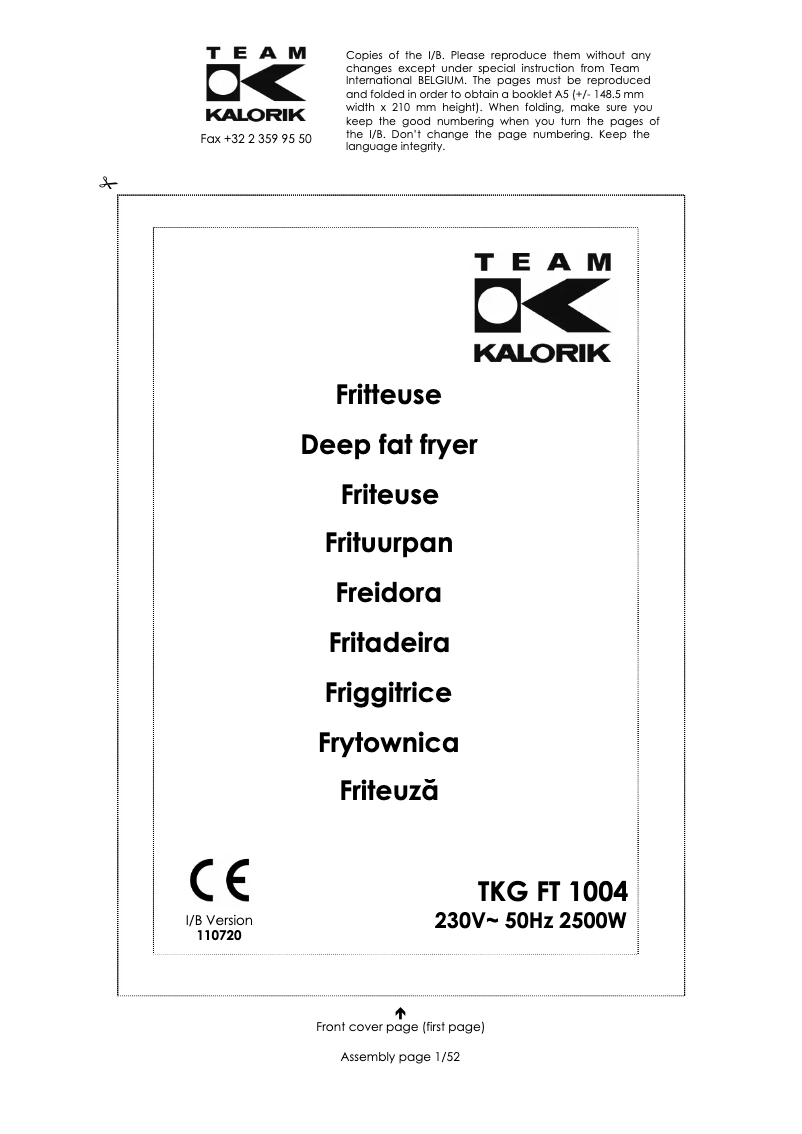 Page 1 de la notice Manuel utilisateur Team TKG FT 1004