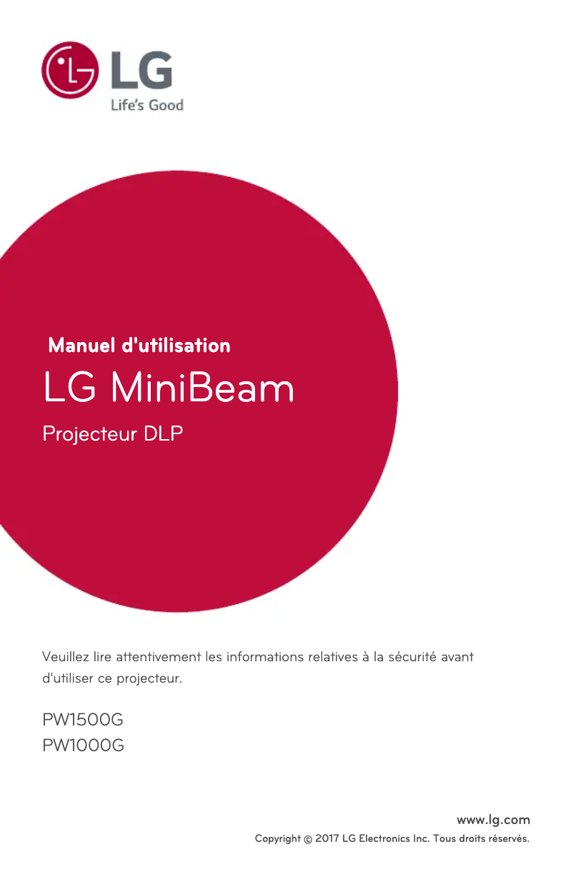 Page 1 de la notice Manuel utilisateur LG MiniBeam PW1000G